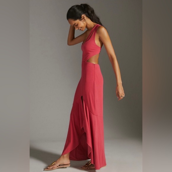 NWOT ANTHROPOLOGIE MAEVE CUT-OUT RUFFLED MAXI DRESS - Picture 3 of 5